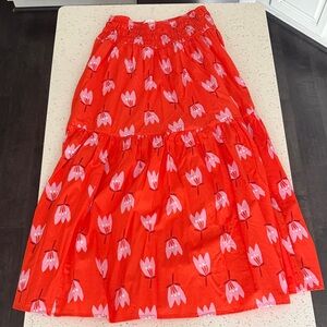 Karlie Vibrant Orange and Pink A-Line Skirt